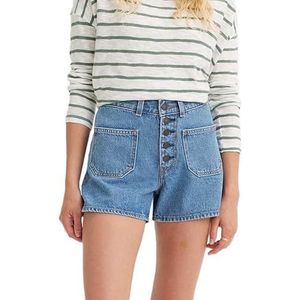 Levi's 80S MOM Short Patch Pckt MED Indigo - Worn IN, In patches, short, 25