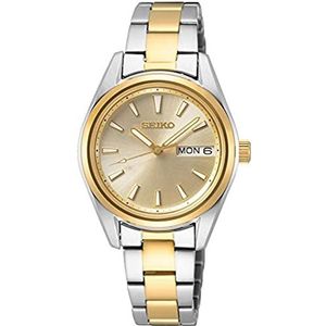 Seiko Analoog Japans kwartshorloge voor dames, met armband van roestvrij staal SUR354P1, Goud, S, kwarts