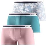 s.Oliver Hipster in 3-pack voor heren, 2 x effen kleuren, 1 x print, mt. L, turquoise + grijs gemêleerd + aop, L