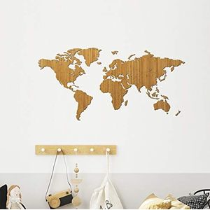 Houten wereldkaart - Bamboe - Medium (90 x 45 cm) - Woondecoratie - Muurdecoratie - Houten wandkunst - Wereldkaart van hout