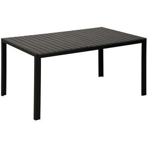 Norbe STRIP Tuintafel, rechthoekig, terrastafel, balkontafel, tafelblad met latten in houtlook, metalen voet voor buiten, 140 x 70 cm