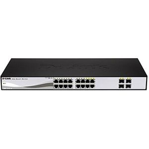 D-Link DGS-1210-16 16-poorts Smart Gigabit Switch (12 x 10/100/1000 Mbit/s TP (RJ-45) poorten en 4x Mini GBIC (SFP) slots)