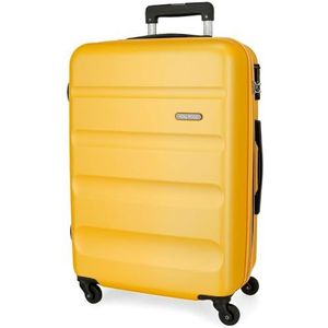 Roll Road Flex koffer, middelgroot, oker, 46 x 65 x 23 cm, van ABS-kunststof, zijdelingse combinatiesluiting, 56 l, 3,16 kg, 4 wielen, Geel, Eén maat, Middelgrote koffer