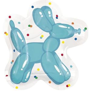 Unique - Milieuvriendelijke papieren borden - 21 cm - verjaardagsfeest voor honden, ballon, 8 stuks (1 stuks), 21934EU, meerkleurig