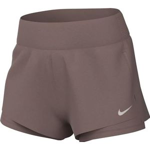 Nike Dames Upper Short W Upp Tgh Tgt W Nk Swift Df Mr 3In 2N1 Short, Smokey Mauve/Reflective Silv, DX1029-208, XS