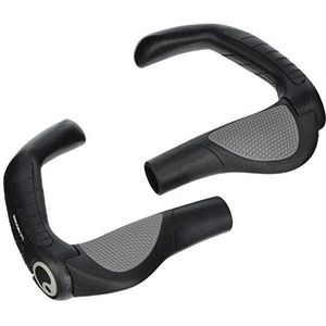 Ergon - GP5 ergonomische lock-on fietshandgrepen met extra lange bar-end | regular compatibel | voor touring & trekking fietsen | small | zwart/grijs