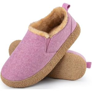 MERRIMAC Vrouwen Faux Vilt Slippers Closed-back Warm Comfortabel Antislip Memory Foam Indoor House Schoenen met Elastische Gores Puce Roze, 5-6 UK, Puce Roze, 5/6 UK