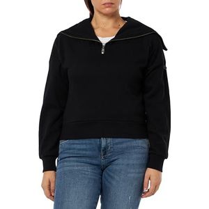 acalmar Dames Oversize Troyer-sweater 37825497-AC01, zwart, XS, zwart, XS