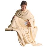 CelinaTex TV-deken knuffeldeken met mouwen en voettas 150 x 180 cm beige coral fleece sprei microvezel