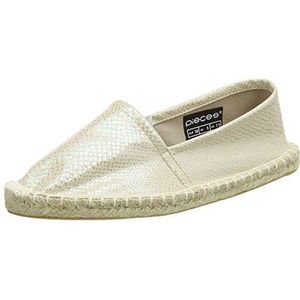 PIECES Haisha Espadrillos Irridescent Snake Wht Espadrilles voor dames, Wit helder wit., 37 EU