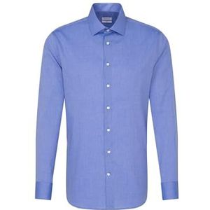 Seidensticker Heren business overhemd - slim fit - strijkvrij - Kent kraag - lange mouwen - patch - 100% katoen, blauw, 40