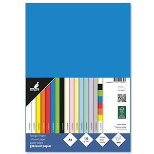kangaro - Gekleurd papier blauw DIN A4, 120 g/m² FSC mix, 100 stuks, briefpapier, knutselpapier, doe-het-zelf, blauw, 29,7 x 21 x 1,5