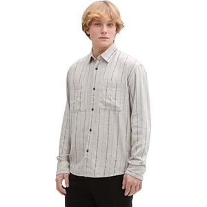 TOM TAILOR Denim heren overhemd, 37291 - Tree Moss Green Streep, L