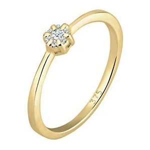 Elli DIAMONDS Ring Dames Verloving Bloem met Diamant (0.045 ct.) in 375 Geel Goud