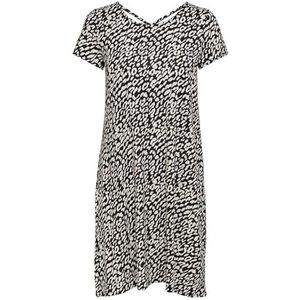 ONLY Vrouwelijke jurk met korte mouwen casual, zwart/Aop: eggnog Leo, XS