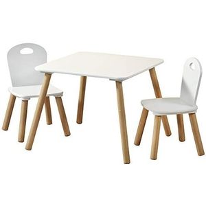 Kesper kindertafel met 2 stoelen 1771213, afmetingen: tafel 55 x 55 x 45 cm, stoel 27,5 x 27,5 x 50,5 cm, wit