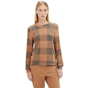 TOM TAILOR T-shirt met lange mouwen voor dames, 32499 - Blush Navy Cosy Check, L