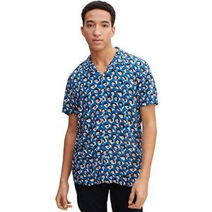 TOM TAILOR Denim Uomini Relaxed fit shirt met korte mouwen en print 1031061, 29713 - Blue Arty Half Circle Print, XS