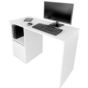 Mattfy wit, 110 cm (breedte) x 46 cm (diepte) x 73,5 cm (hoogte) bureau, computertafel, verwerking, praktisch en functioneel, afmetingen, hout