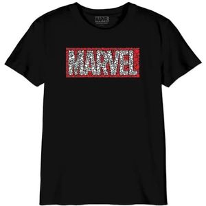 Marvel BOMARCOTS202 T-shirt voor jongens""Logo"", zwart, maat 08 jaar, Zwart, 8 Jaren