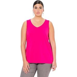 Ulla Popken Damestop, V-hals, klassiek, mouwloos T-shirts, Magentapink., 46-48