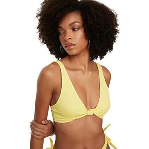 Trendyol Dames gestructureerde knoop gedetailleerde bikini top, geel, 42