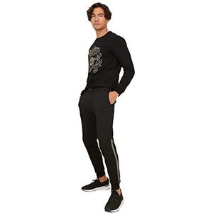 Trendyol voor heren Sweatpants Zwart slim fit tracksuit voor heren, Zwart, XL