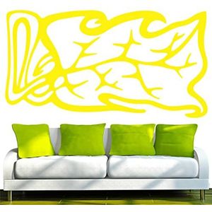 Indigos muurstickers e116 stijlvolle bladeren, vinyl, geel, 40 x 21 x 1 cm