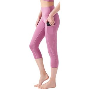 Los Ojos Capri leggings voor dames – yogabroek met zakken, workout-legging met hoge spek-weg-taille voor vrouwen, orchidee sluier, S