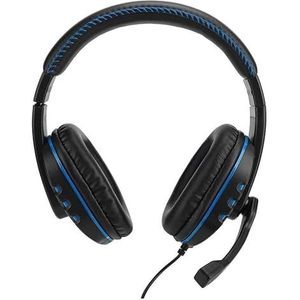 PRENDELUZ Blauwe gaming-hoofdtelefoon voor lange speeluren, hoofdtelefoon met kabel en microfoon