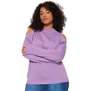 Trendyol Vrouw Plus Size Relaxed fit Basic Crew Neck Knitwear Plus Size Jumper, Paars,3XL, Paars, 3XL grote maten