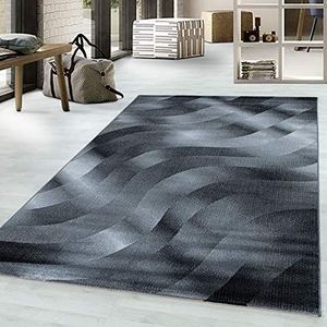 Muratap Samba Design vloerkleed, zwart, laagpolig tapijt, 3D-look, abstract, schaduwpatroon, supersterk, sfeervol, kleurrijk designtapijt, afmetingen: 80 x 150 cm