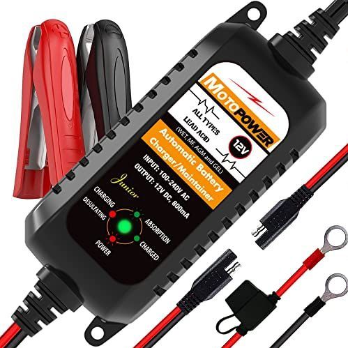 Motopower - MP00205A - Automatische Acculader - 12 V - 800 mA - Voor Auto's en Motorfietsen