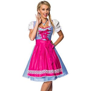 Dirndline Traditionele geruite dirndl-jurk voor speciale gelegenheden, roze/blauw/wit, L