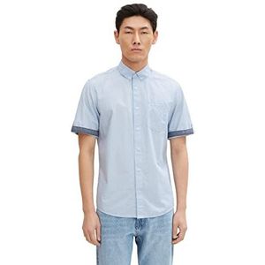 TOM TAILOR Uomini Regular fit overhemd met korte mouwen 1029811, 29047 - Light Blue White Structure, XS