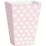 Unique Party 59298 - Baby Pink Polka Dot Popcorn Treat Boxes, Pack van 8