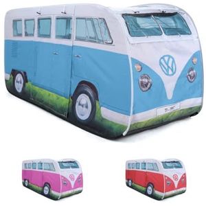 Volkswagen Pop-up tent voor kinderen, VW UV50+, instant camping- en speeltent, Combi VW T1, voor jongens en meisjes, blauw