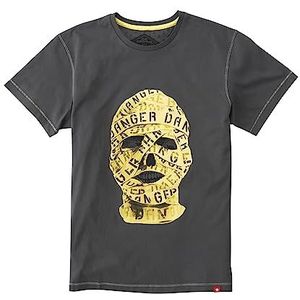 Joe Browns Heren Caution Tape Skull Graphic T-shirt met korte mouwen en ronde hals, grijs, medium, Grijs, M