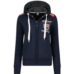 Geographical Norway finion Lady Damessweatshirt met capuchon en zakken, kangoeroe, sweatshirt, lange mouwen, warm, hoodie, jas, dames, lente, zomer, herfst, winter (marineblauw L), Marineblauw, L