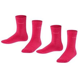 ESPRIT Uniseks-kind Sokken Foot Logo 2-Pack K SO Katoen Eenkleurig Multipack 2 Paar, Rood (Scarlet 8859), 23-26
