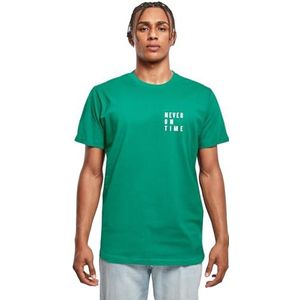 Mister Tee Dames T-shirt Ladies Never On Time, T-shirt met grafische print voor vrouwen, katoen, maten XS - 5XL, forest green, M