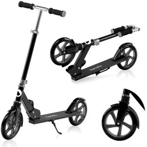 LIONELO LUCA Opvouwbare Scooter Stunt Step, voor kinderen en volwassenen tot 100 kg, licht Aluminium 4 kg, Solide constructie, 20 cm wielen, Schokbestendige, Achterrem, Antislip (BLACK GRAPHITE)