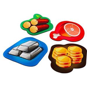 Mok Coasters - Resources - Goud, Wood, Silver Bars, Meat - 4 Stuks
