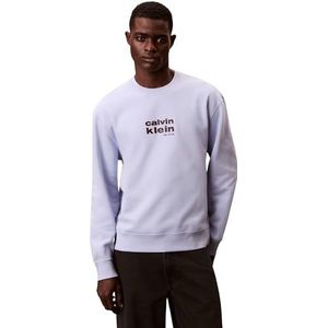 Calvin Klein Heren LS 350FLEECE RETRO GRAPHIC CREWN LV04LE250G, PAARS, XL, Paars (Casual Blauw), XL