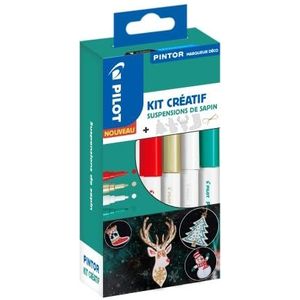 PINTOR creatieve set – decoratieve marker – 8 kersthangers + 4 markeerstiften fijne punt