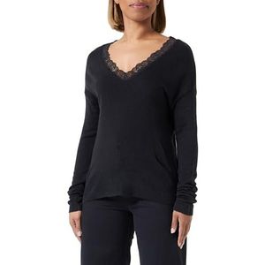 ONLSUNNY LS LACE V-hals CC KNT, zwart, XS