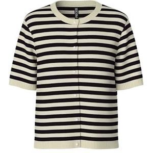 pieces - PCORINA SS STRIPE KNIT CARDI - Vest - Birch - Korte Mouwen