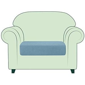 TOYABR Stretch sofakussenhoes, stoelhoes voor fauteuil, Loveseat bank, wasbaar, afneembare meubelbescherming met elastische onderkant voor woonkamer (1-zits, rookblauw)