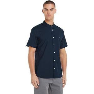 Tommy Hilfiger Heren Shirt met korte mouwen, Blauw (Woestijnhemel), S