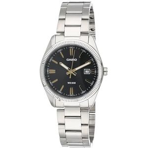 Casio MTP-1302D-1A2VDF polshorloge met armband van roestvrij staal, mineraal, matrasbeschermer, zwart., 40mm, core